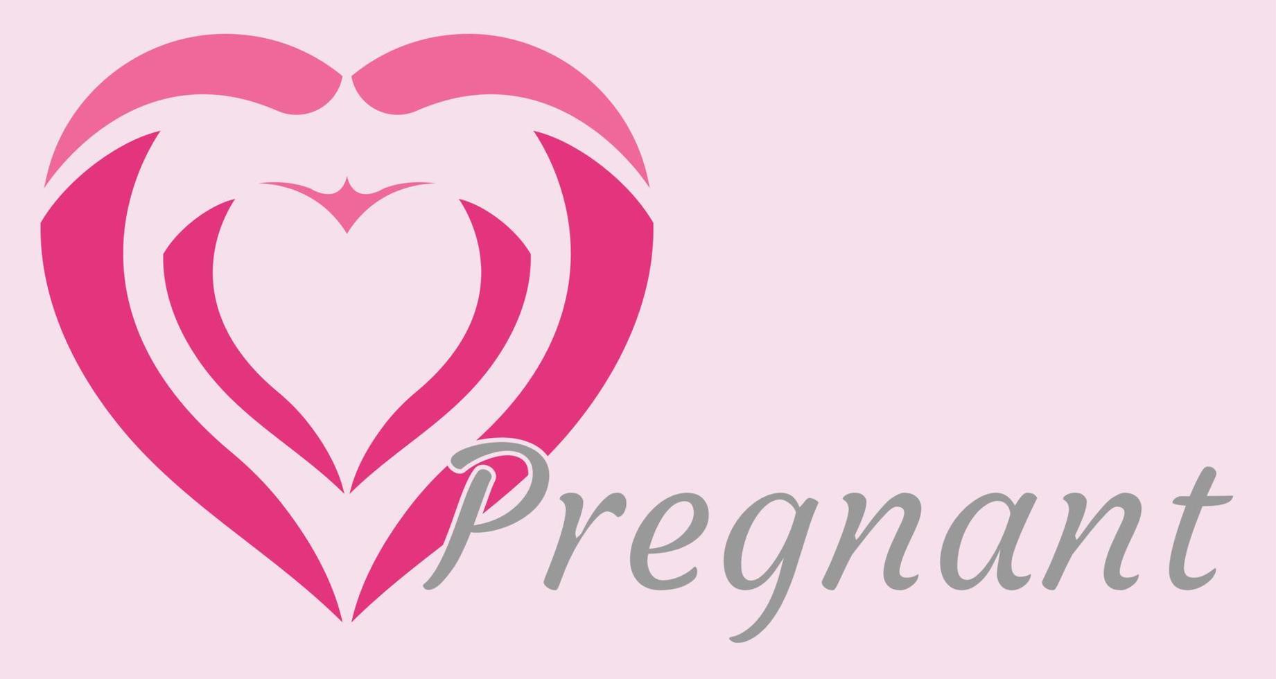 zwanger teken en label, twee harten staan voor moeder en baby, verloskundige en gynaecoloog logo en banier, roze hart, familie minimalistische stijl ontwerp, zwanger abstract illustratie vector