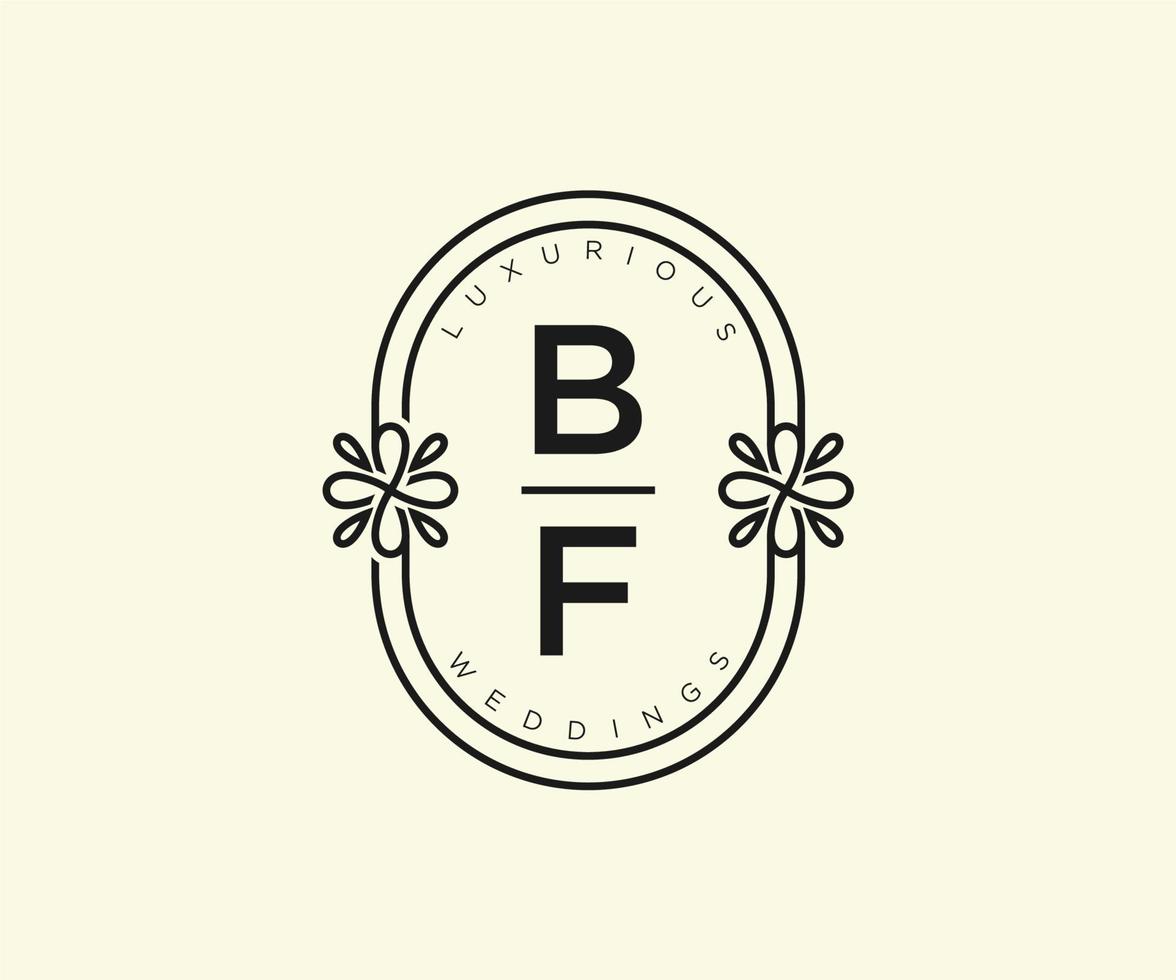 bf initialen brief bruiloft monogram logos sjabloon, hand- getrokken modern minimalistisch en bloemen Sjablonen voor uitnodiging kaarten, opslaan de datum, elegant identiteit. vector