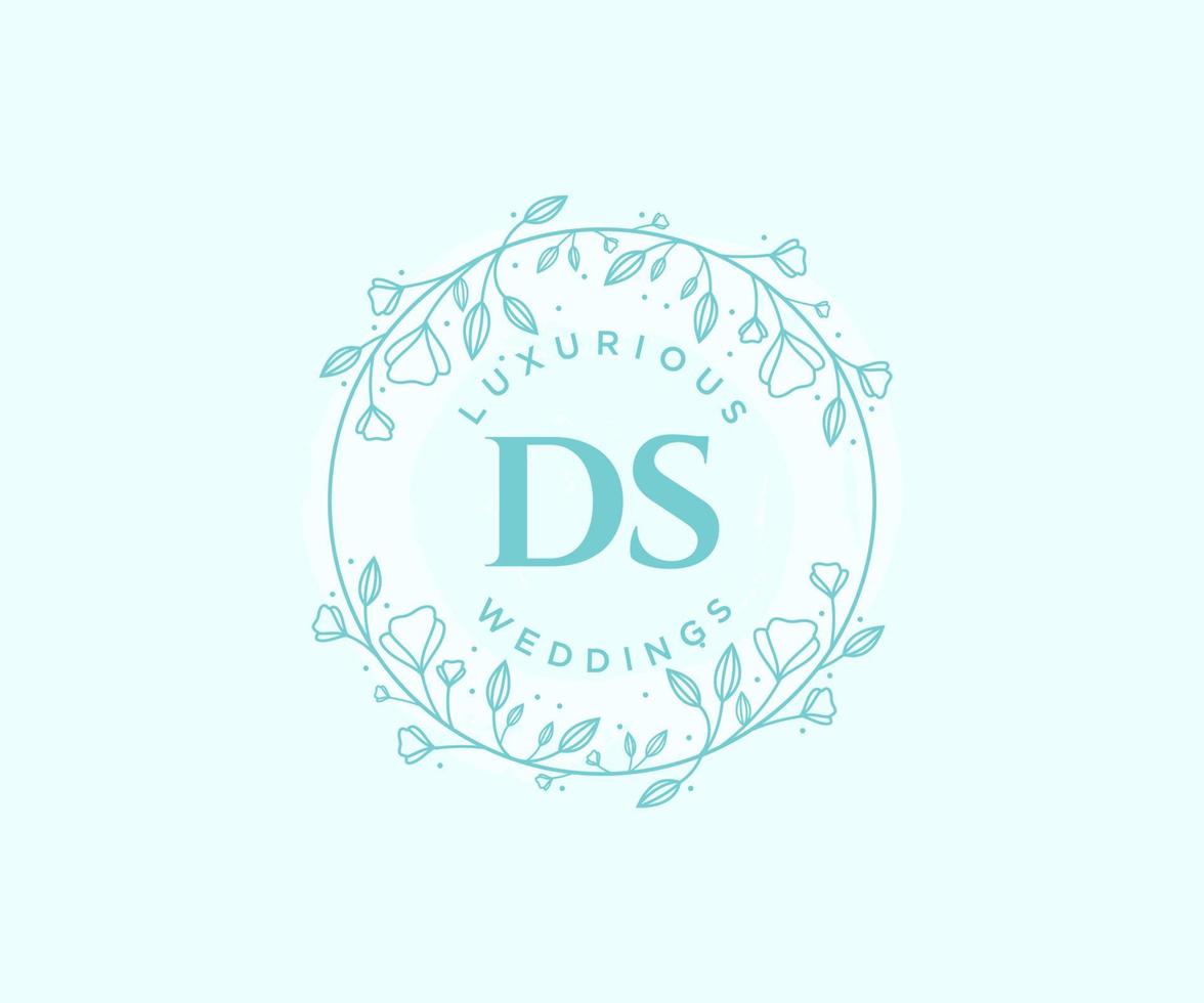 ds initialen brief bruiloft monogram logos sjabloon, hand- getrokken modern minimalistisch en bloemen Sjablonen voor uitnodiging kaarten, opslaan de datum, elegant identiteit. vector