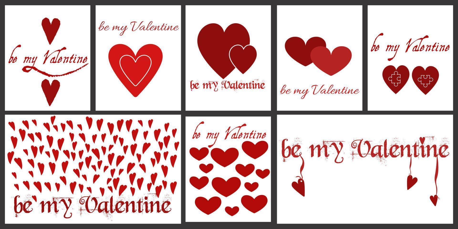 worden mijn Valentijn kaart set, gemakkelijk ansichtkaarten voor valentijnsdag dag vector