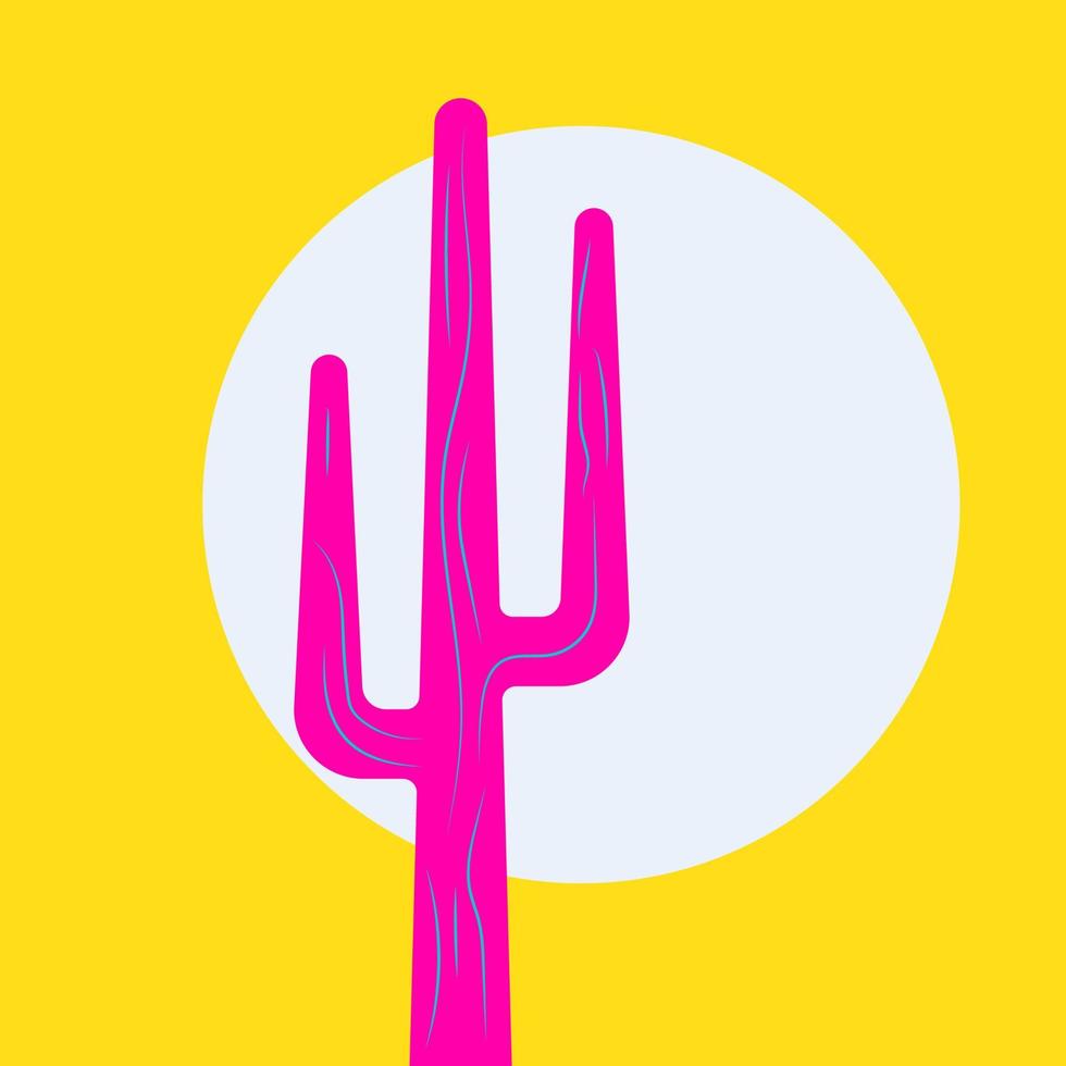 vlak abstract neon icoon, sticker, knop met zon, cactus. vector