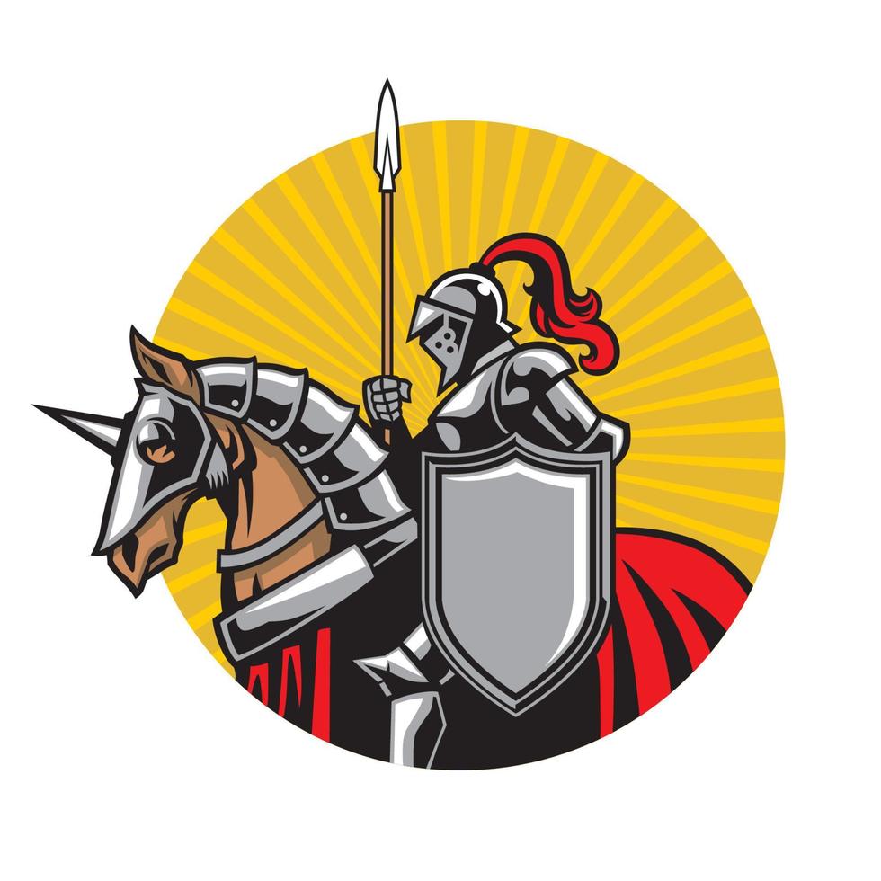 middeleeuws ridder rijden een paard vector