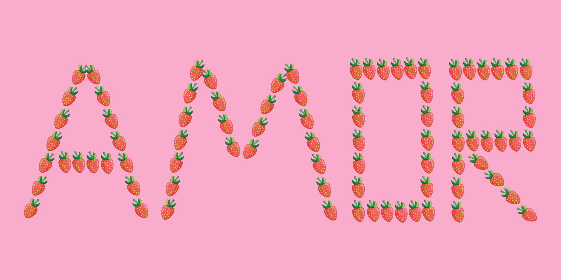 woord liefde van aardbeien in Spaans vector