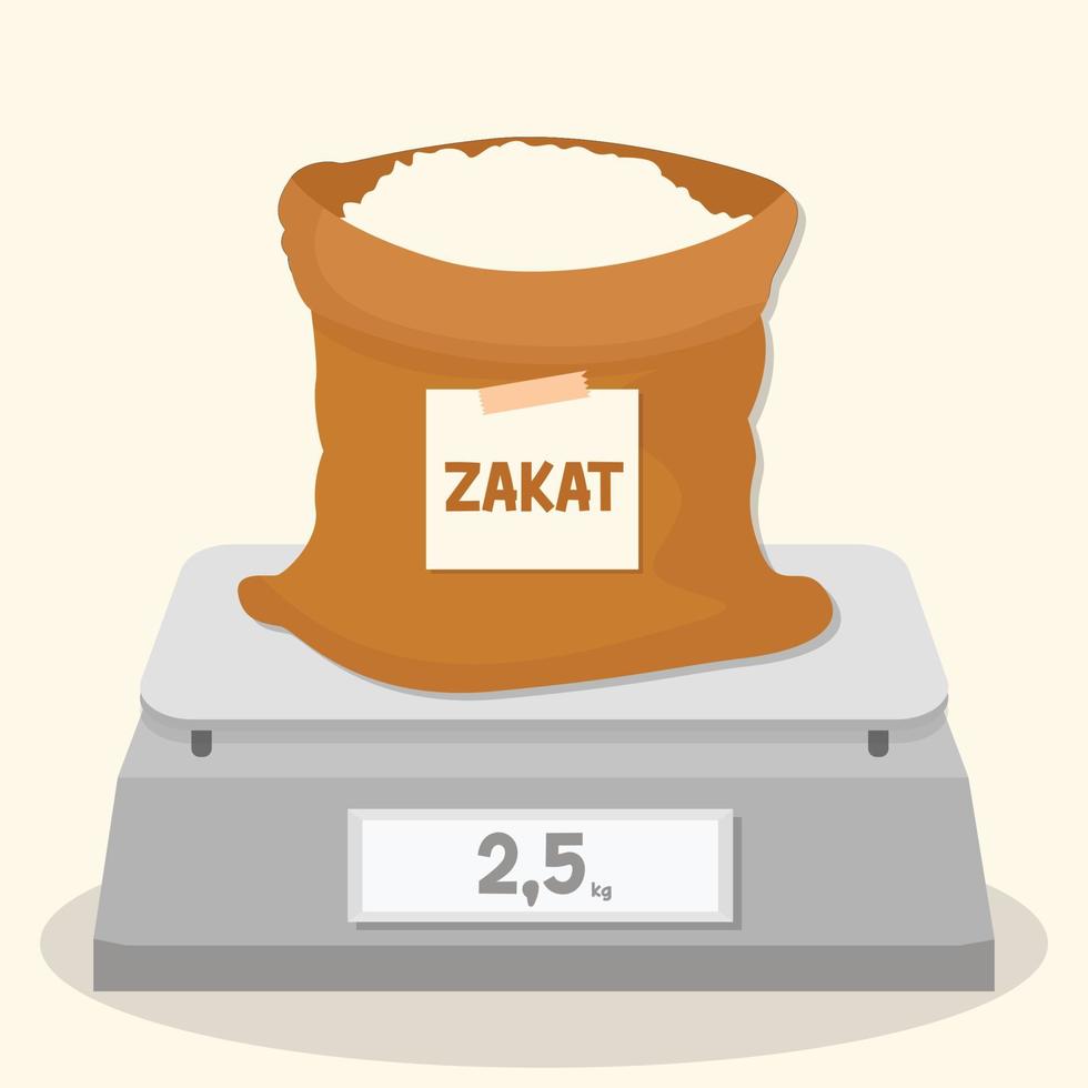 betalen zakat in de het formulier van rijst- in Ramadan vlak vector illustratie