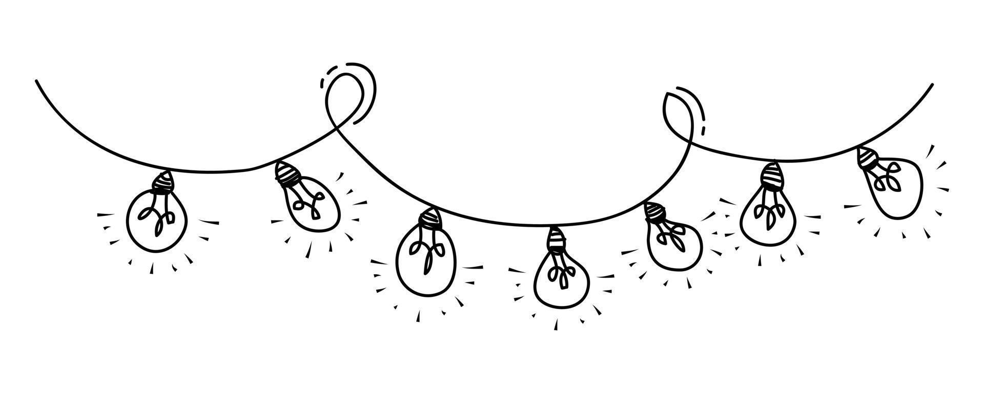 hand- getrokken van hangende lamp licht idee. symbool van idee, creativiteit, innovatie, inspiratie. vector illustratie
