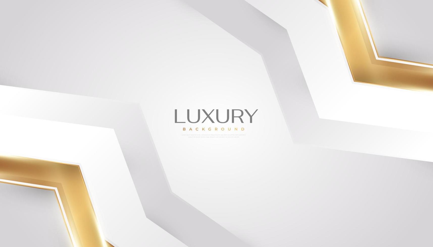 luxe witte en gouden achtergrond met gouden lijnen en papier gesneden stijl. premium grijze en gouden achtergrond voor prijs, nominatie, ceremonie, formele uitnodiging of certificaatontwerp vector