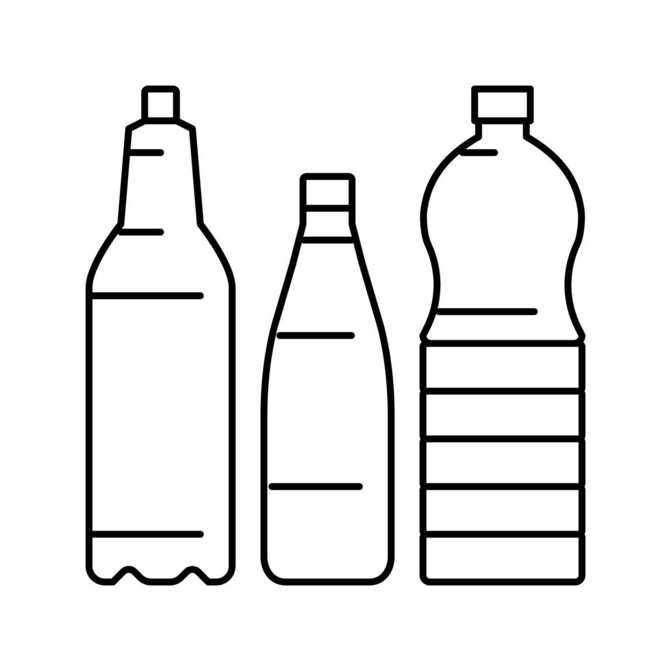 fles verpakking plastic verspilling lijn icoon vector illustratie