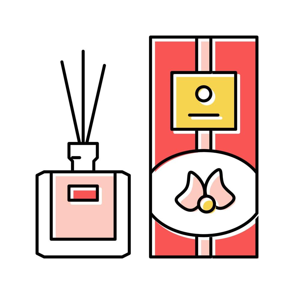 verdeler stokjes fles parfum kleur icoon vector illustratie