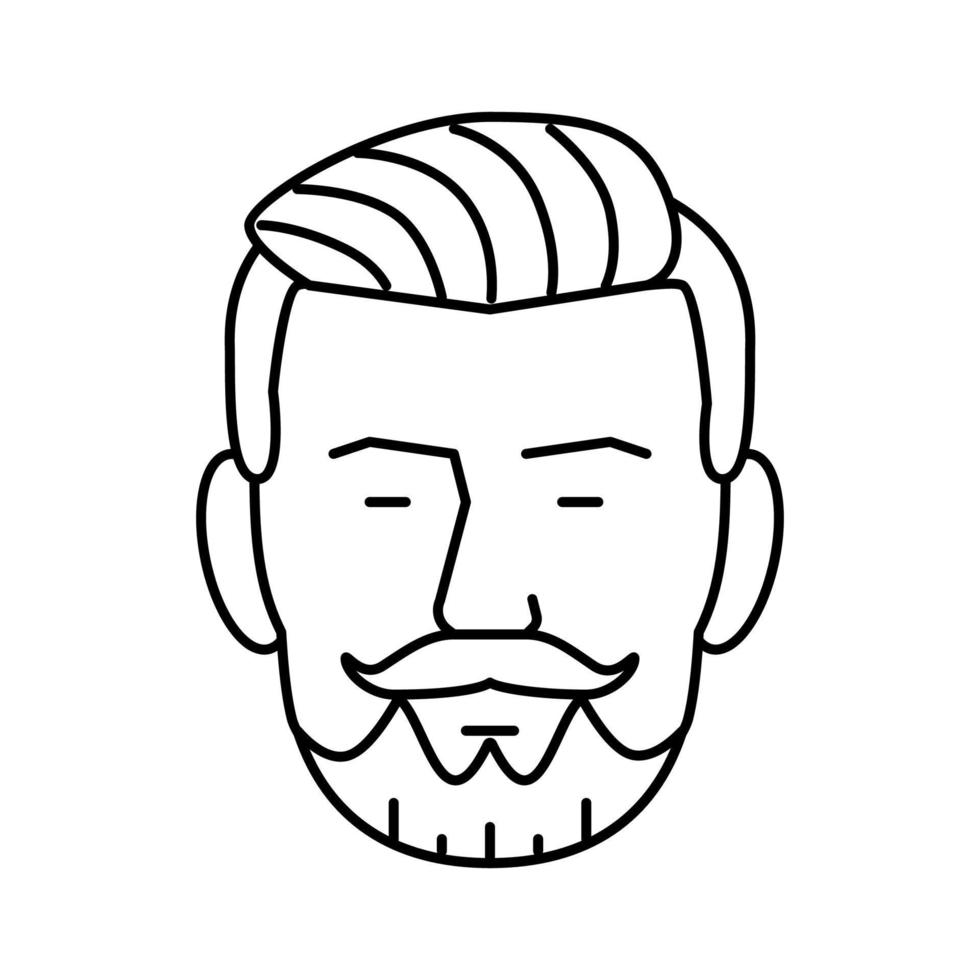 hipster baard haar- stijl lijn icoon vector illustratie