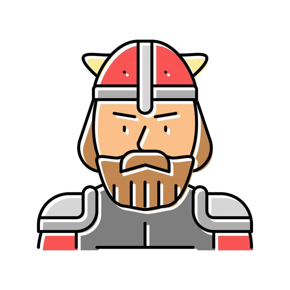 soldaat viking middeleeuws kleur icoon vector illustratie