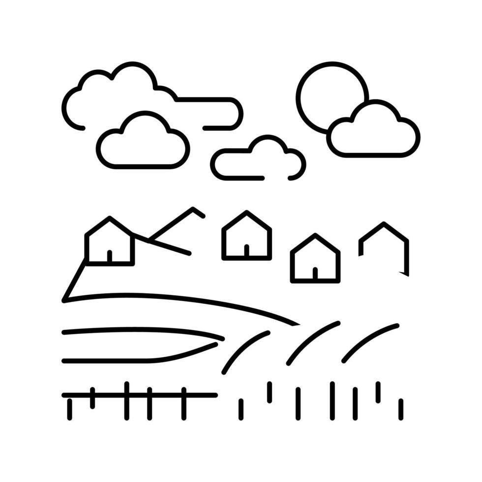 agro landschap lijn pictogram vectorillustratie vector