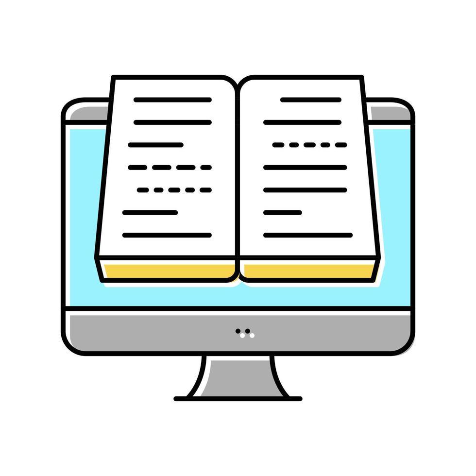 online leesboek kleur pictogram vectorillustratie vector