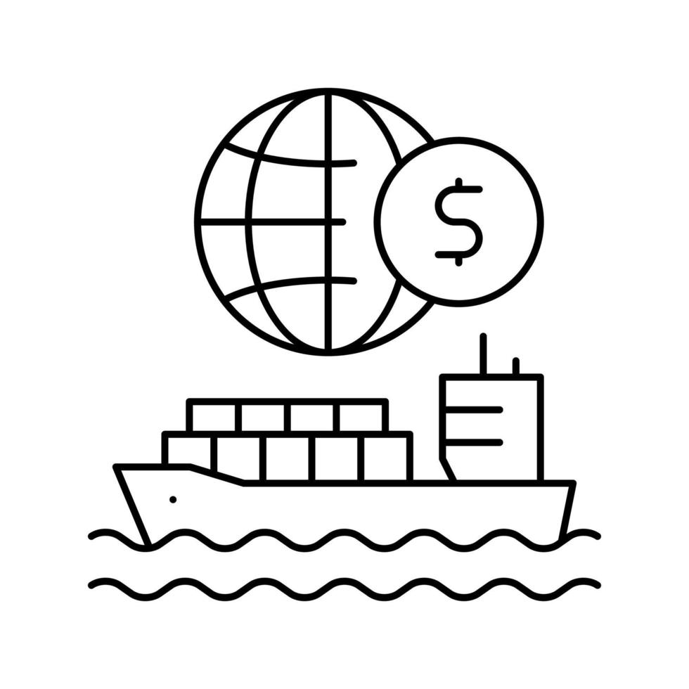 schip vervoer lijn pictogram vector zwarte illustratie