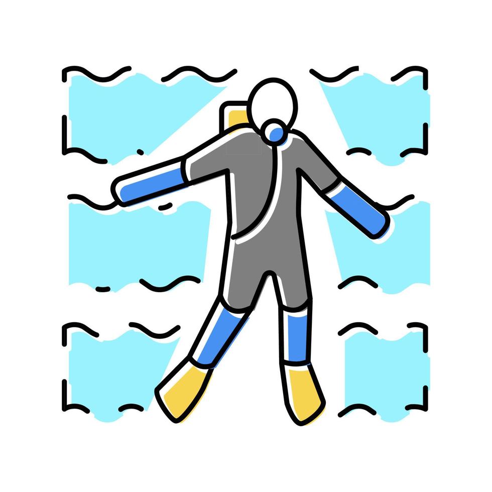 duiker zwemmen onderwater kleur pictogram vectorillustratie vector