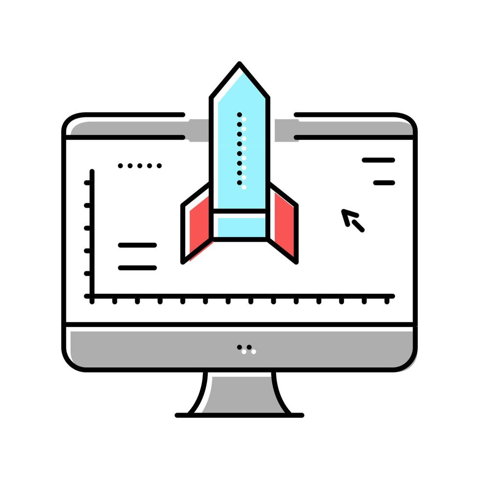 raket modellering computerprogramma kleur pictogram vectorillustratie vector