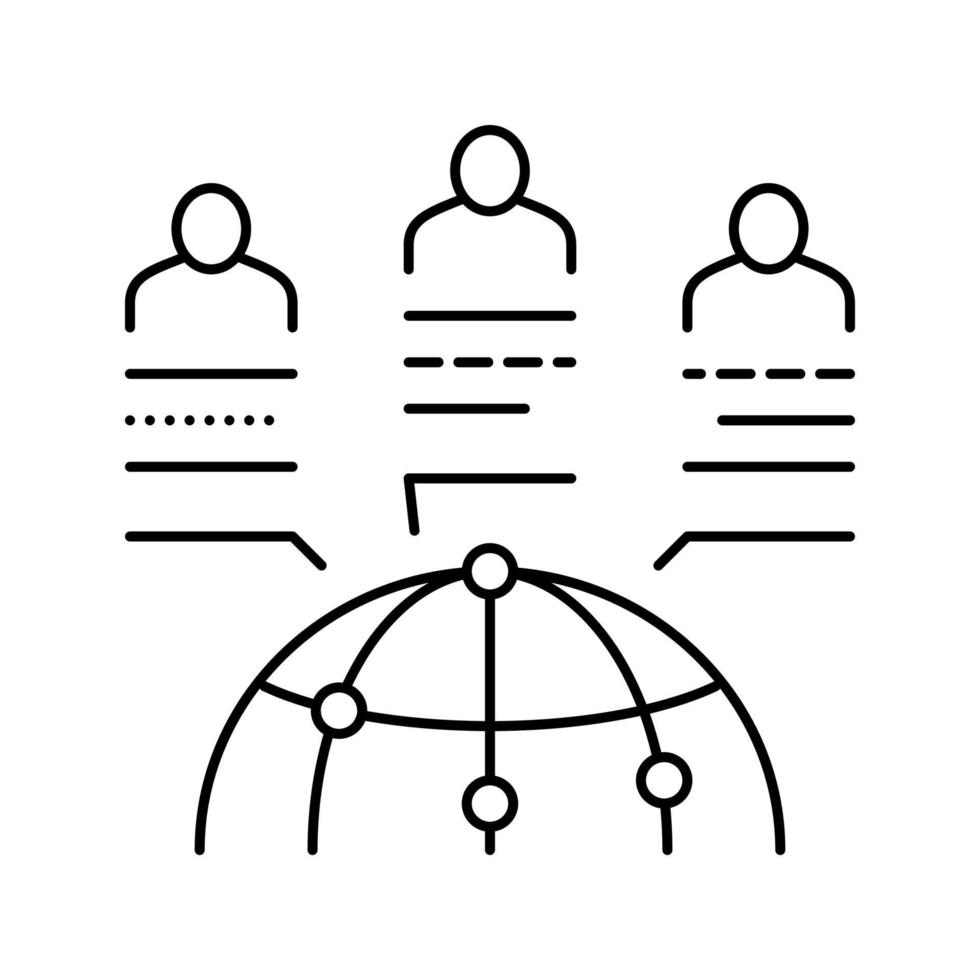 wereldwijde communicatie en marktonderzoek lijn pictogram vectorillustratie vector