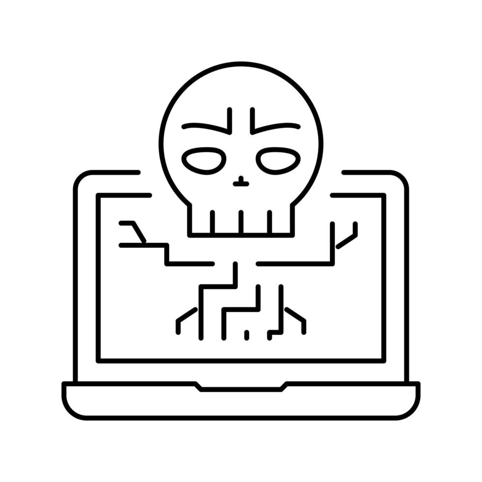 computer dood programm lijn icoon vector illustratie
