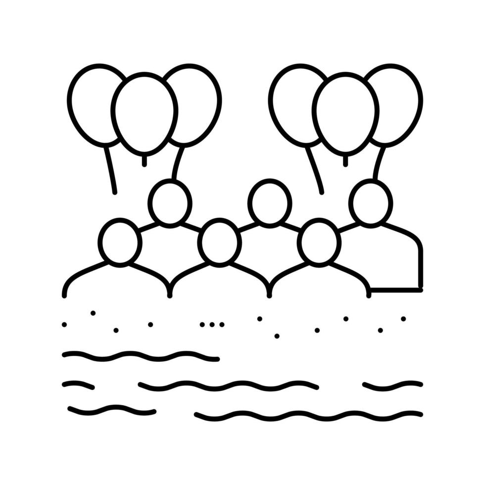 strand kinderfeestje lijn pictogram vectorillustratie vector