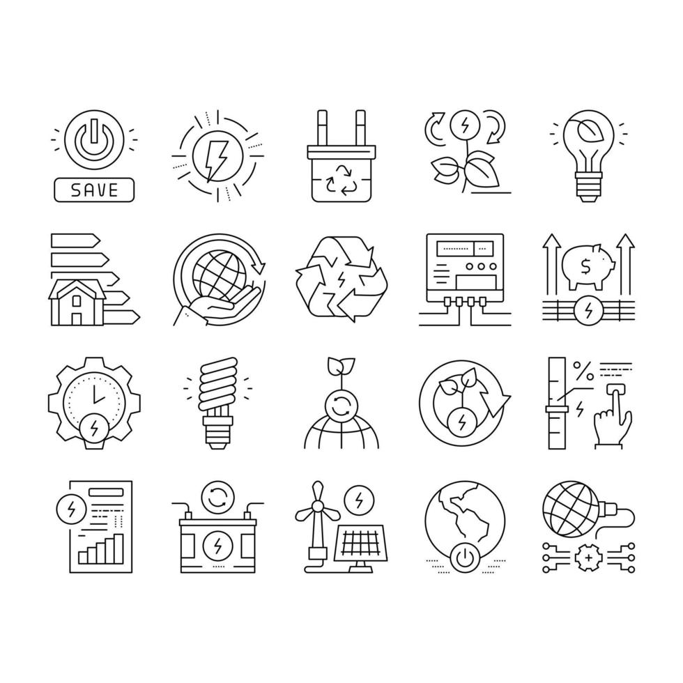 energiebesparende tool collectie iconen set vector