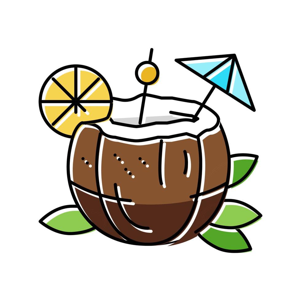 cocktail kokosnoot kokosnoot kleur icoon vector illustratie