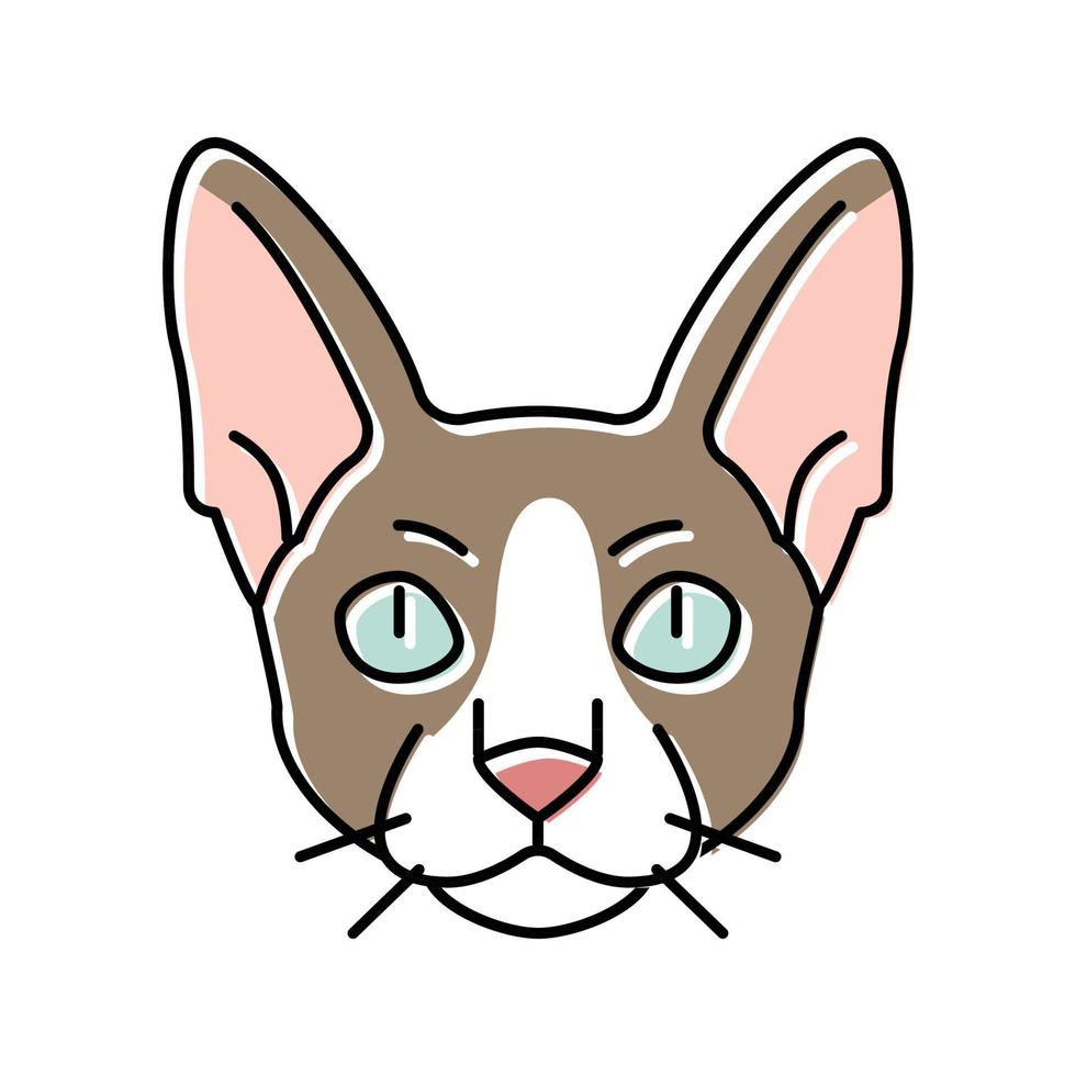 Cornish rex kat schattig huisdier kleur icoon vector illustratie