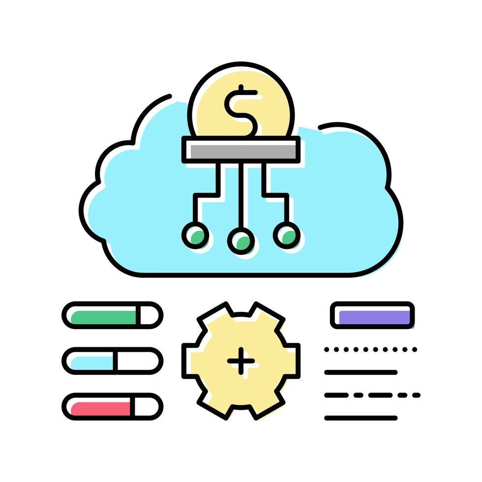 kostenonderzoek bedrijf en verwerking kleur pictogram vectorillustratie vector