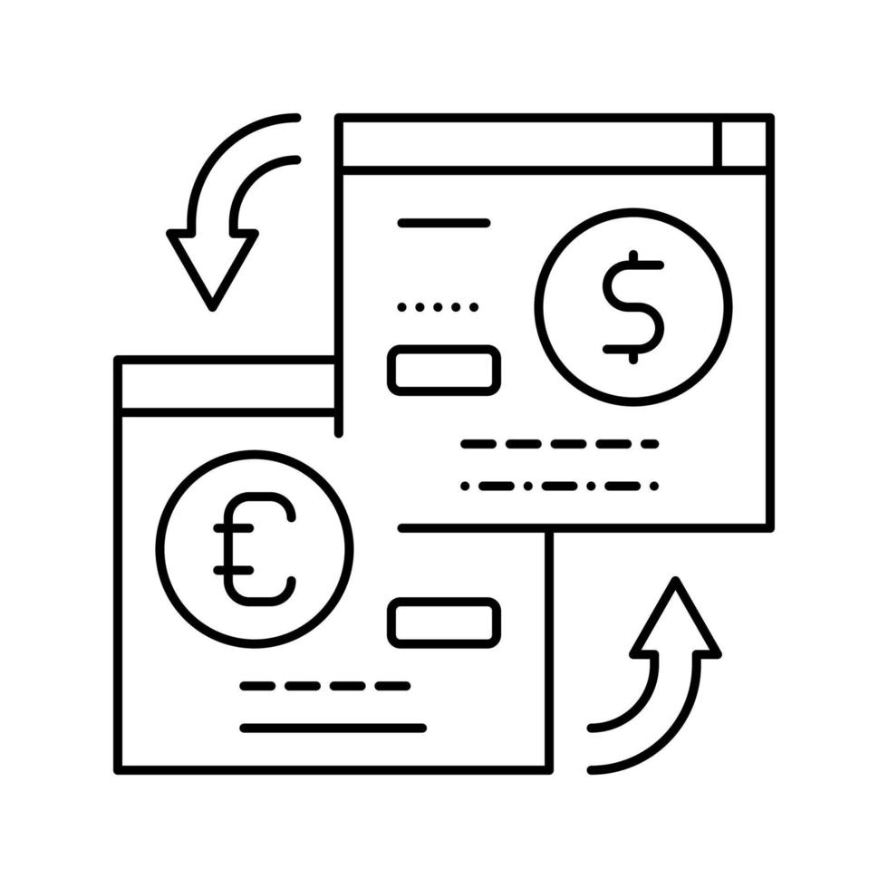 openen van spaarrekeningen in vreemde valuta lijn pictogram vectorillustratie vector