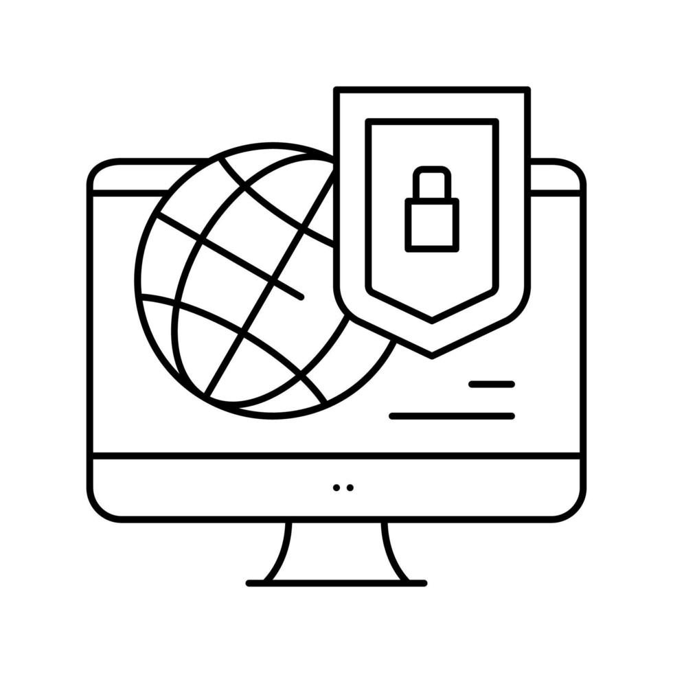 wereld bescherming internet wachtwoord lijn pictogram vectorillustratie vector