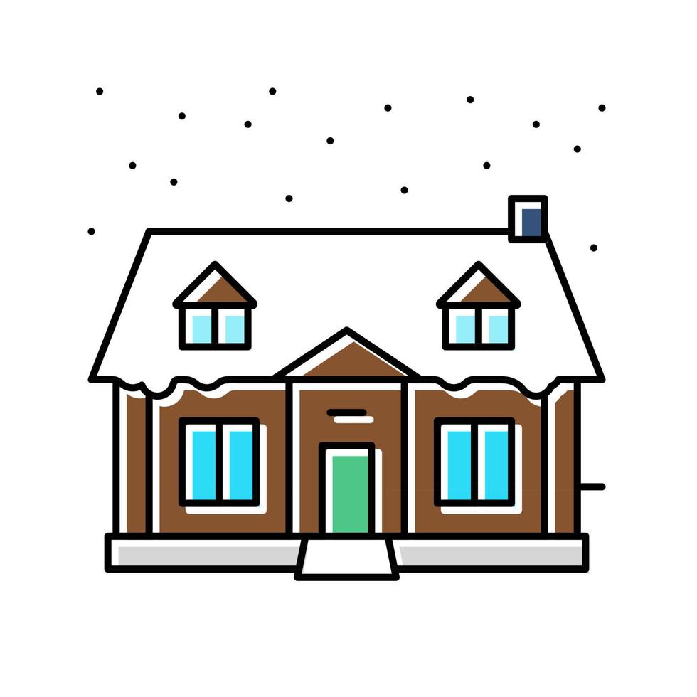 huis winter kleur icoon vector illustratie