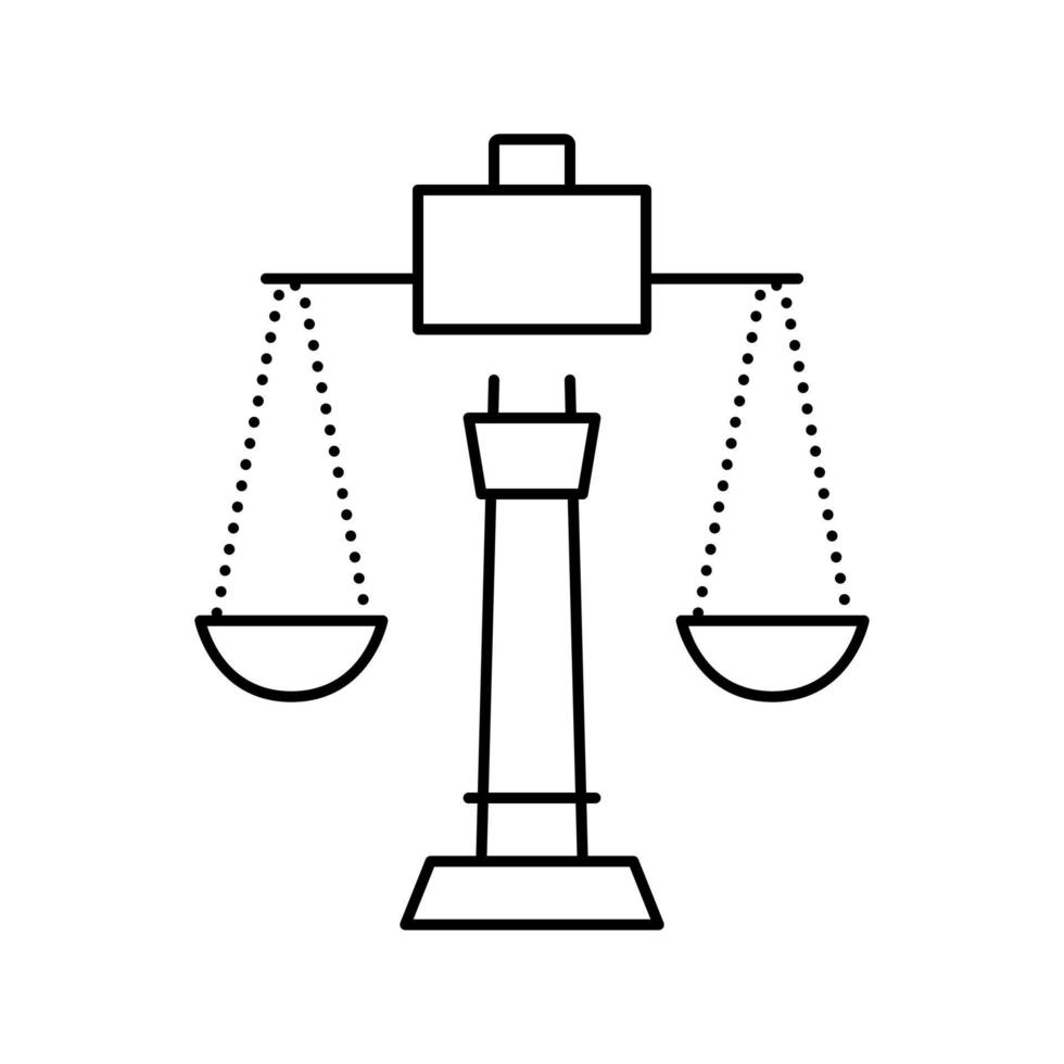 Justitie schalen lijn pictogram vectorillustratie vector