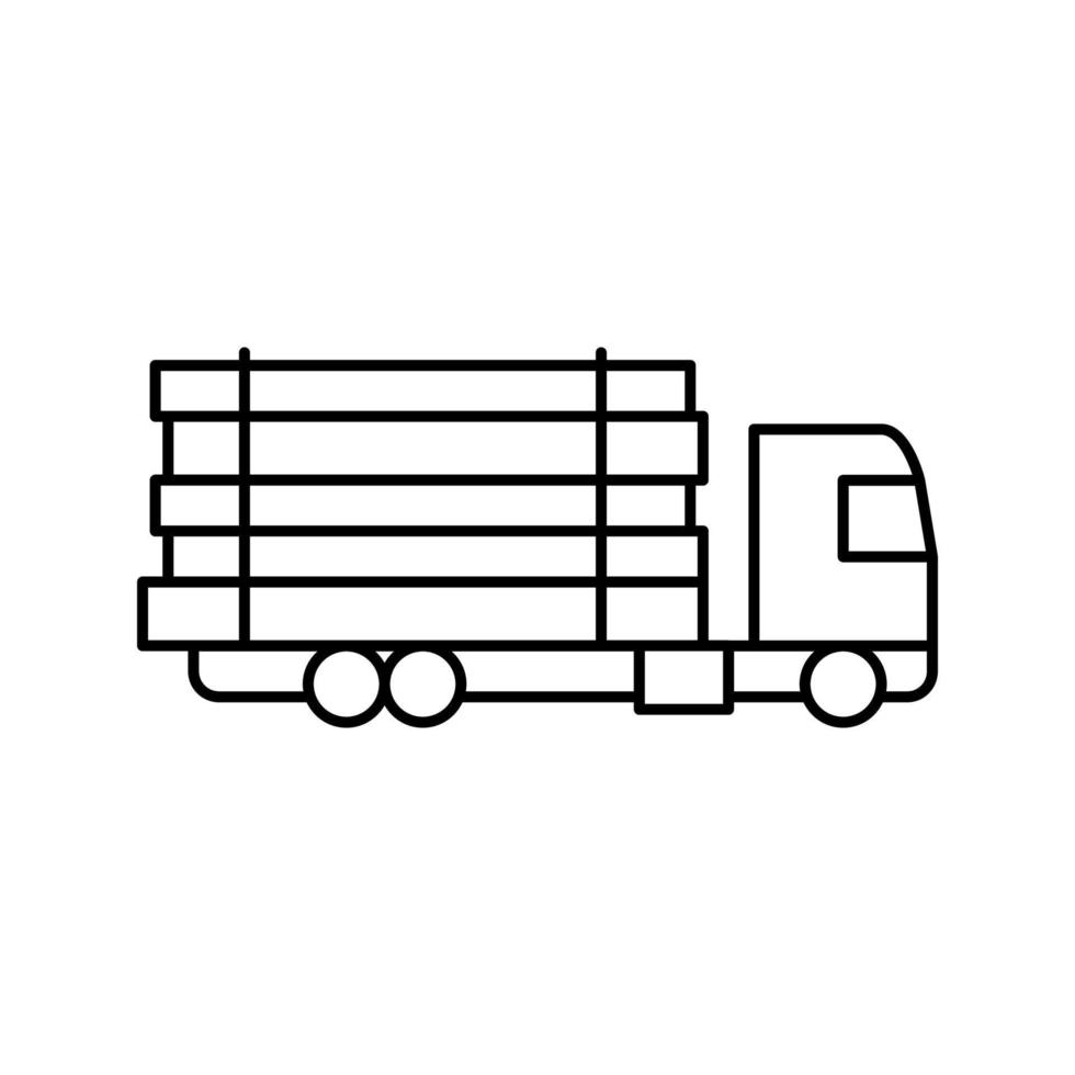 vrachtwagen vervoer hout hout lijn pictogram vectorillustratie vector