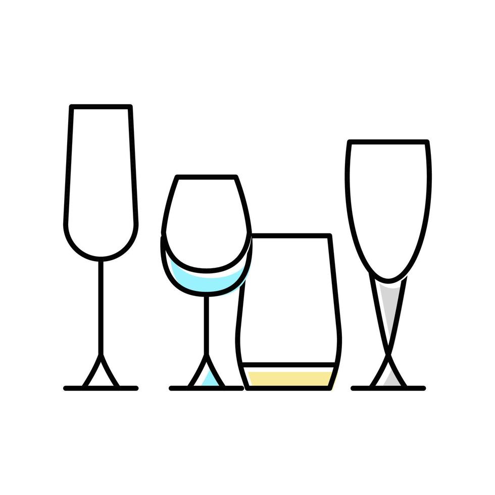 drinkware set kleur pictogram vectorillustratie vector