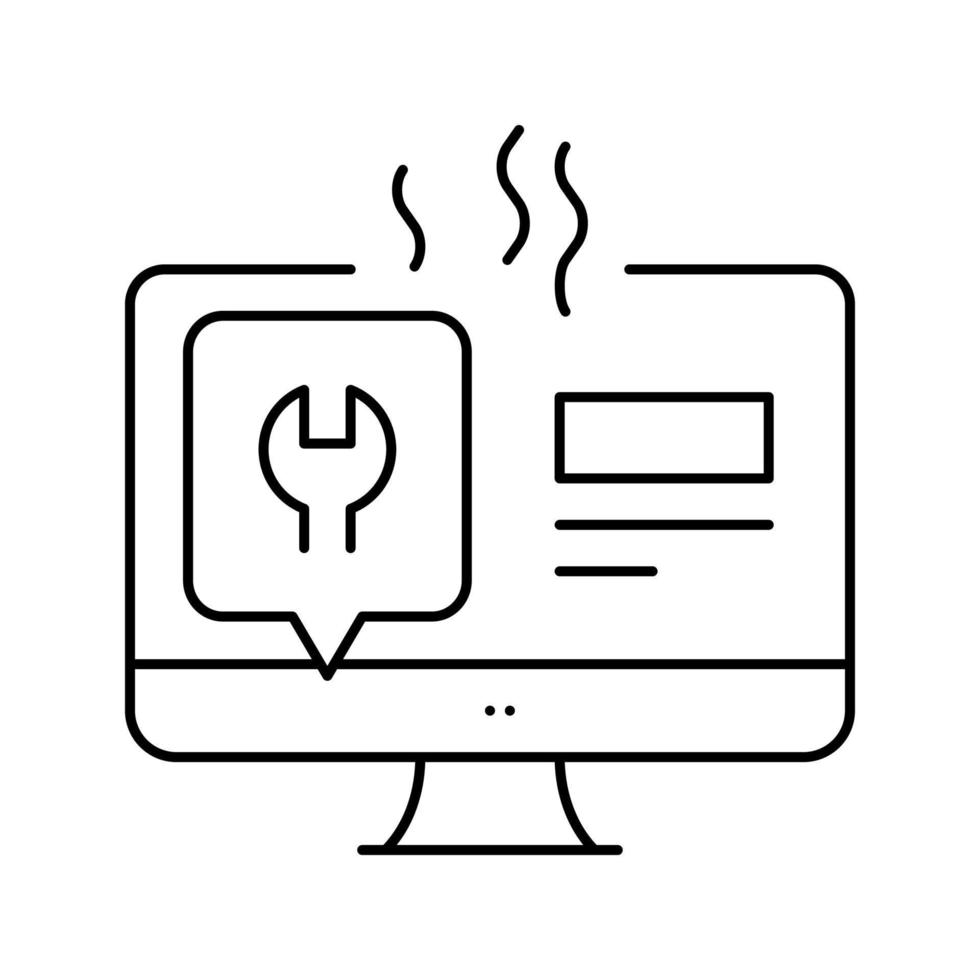 computerscherm reparatie lijn pictogram vectorillustratie vector