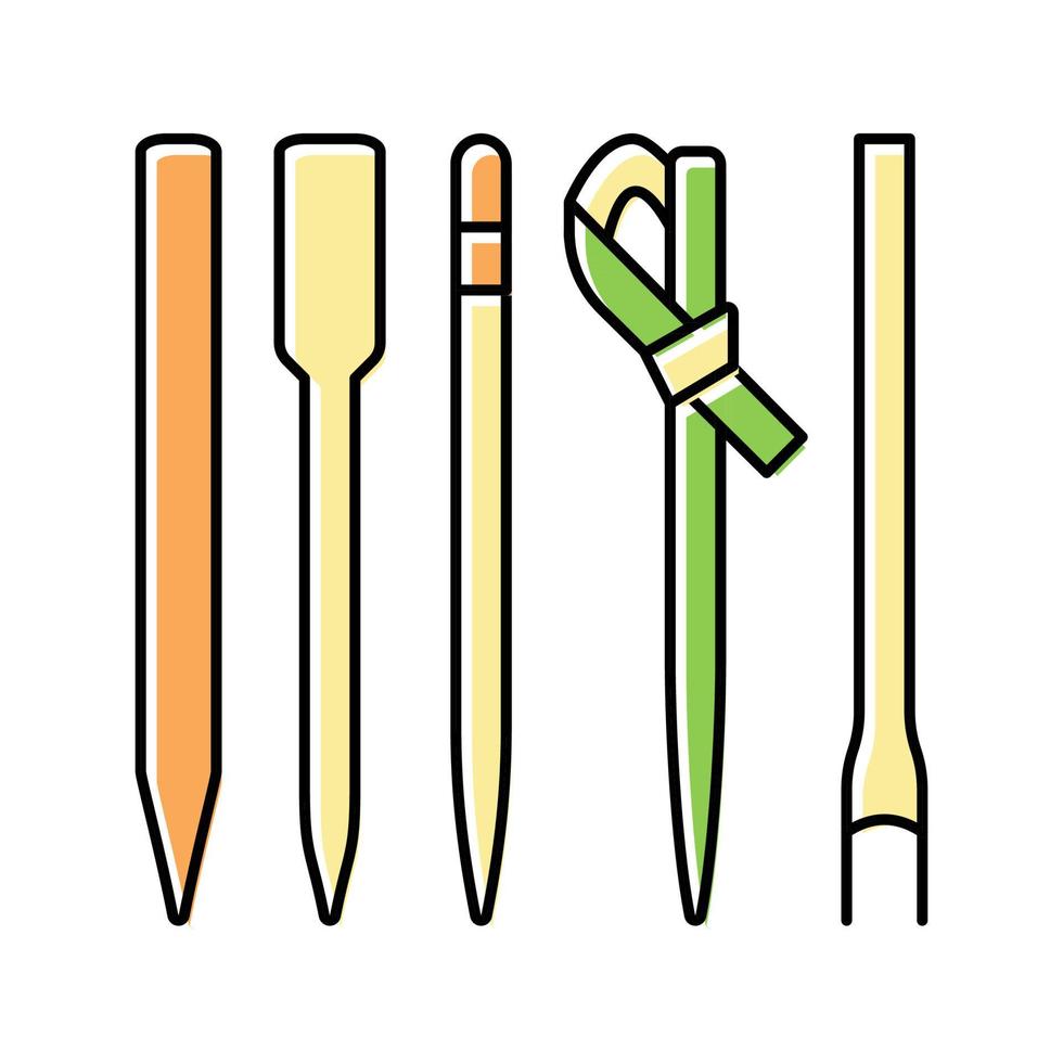 bamboe spiesjes kleur pictogram vectorillustratie vector