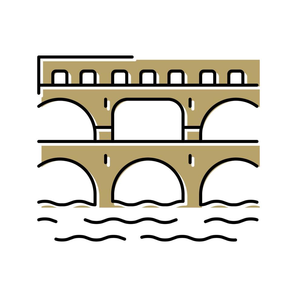 aquaduct oude Rome bouw kleur icoon vector illustratio