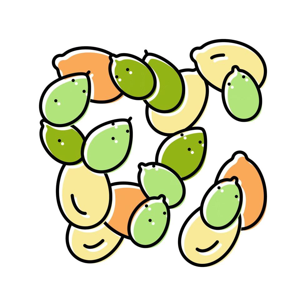 geschild pompoen zaden kleur icoon vector illustratie