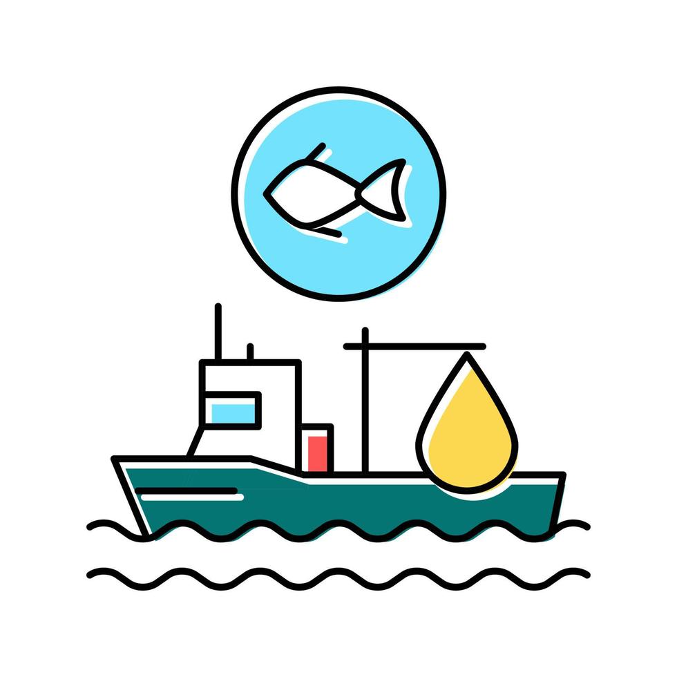 vissen schip kleur pictogram vectorillustratie vector