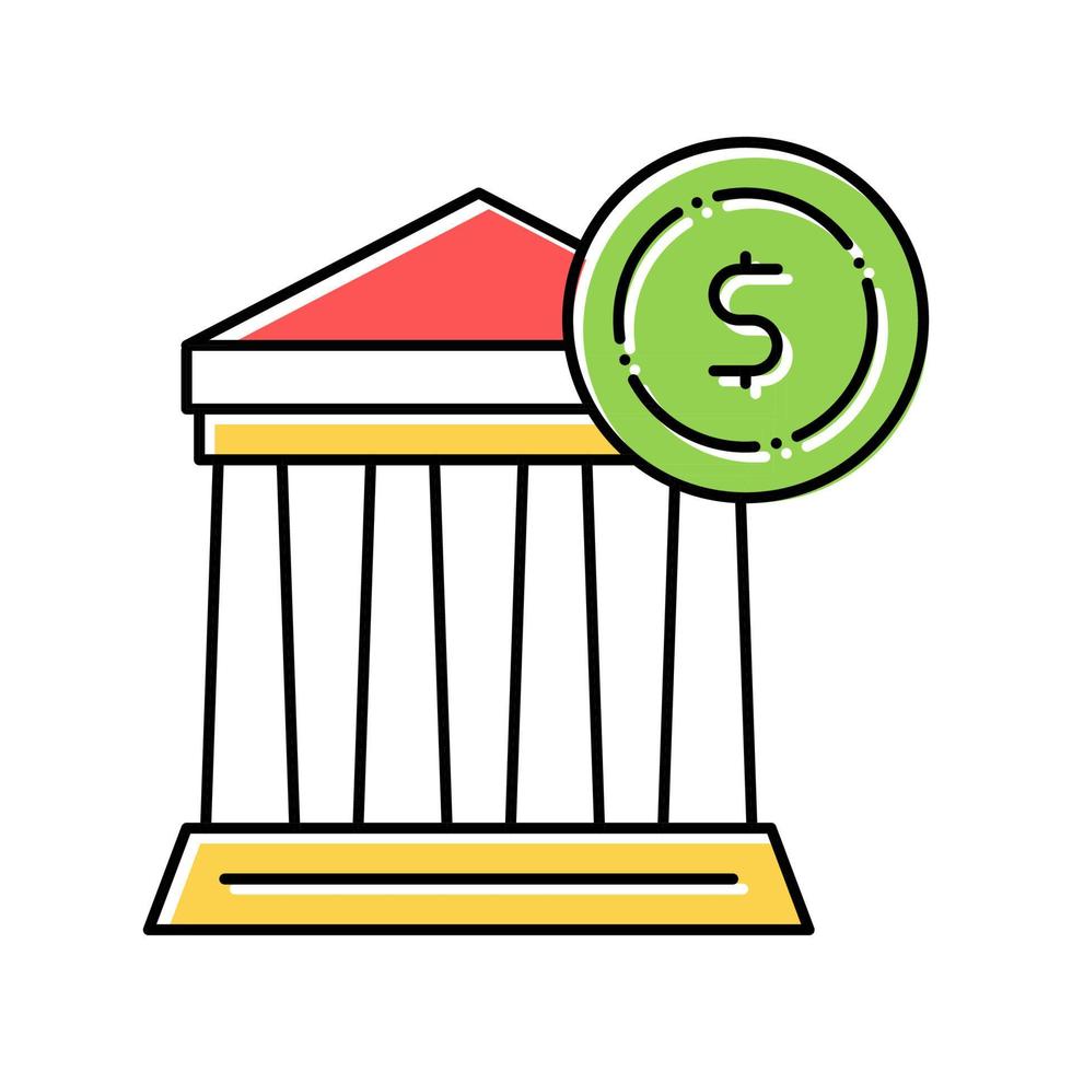 financiële gebouw bank kleur pictogram vectorillustratie vector