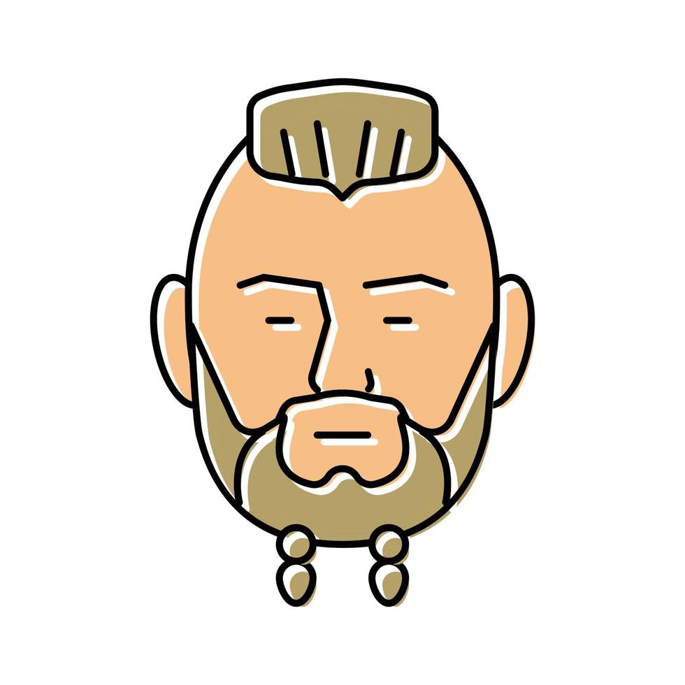 viking baard haar- stijl kleur icoon vector illustratie