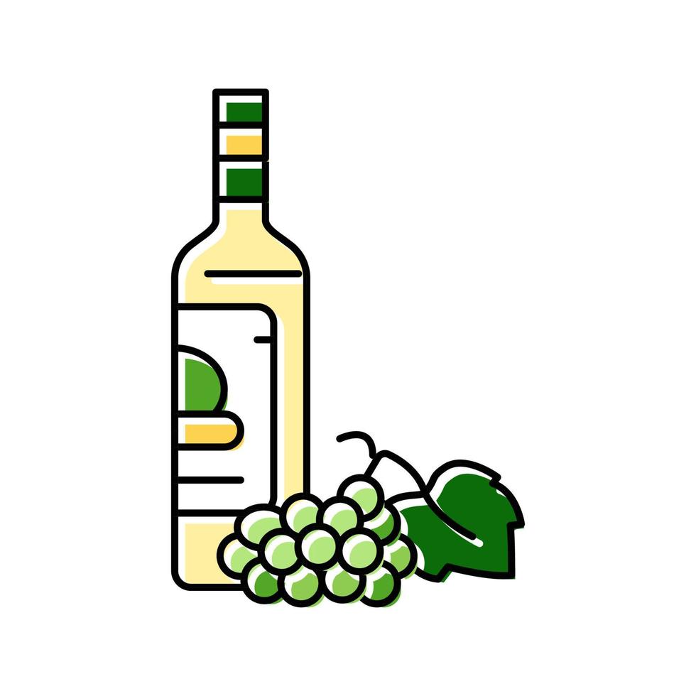 wijn wit druiven fles kleur icoon vector illustratie