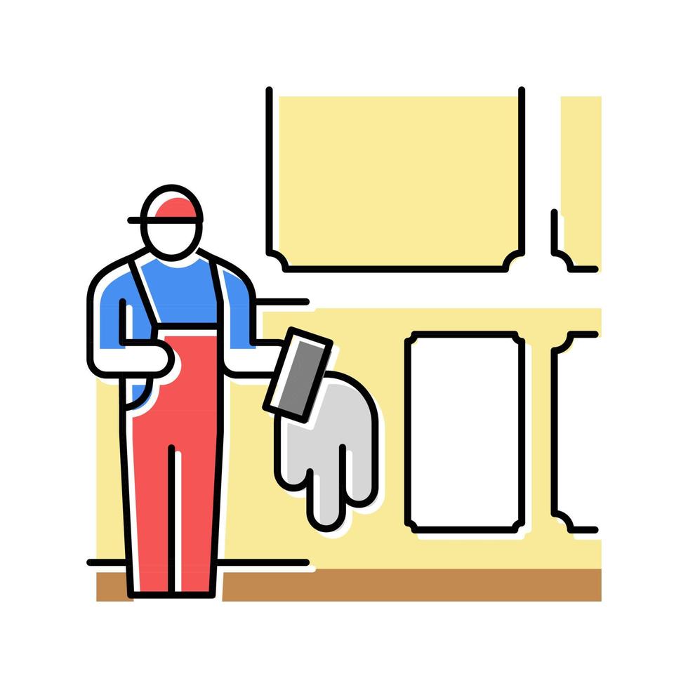 stukadoors en wandbekleding kleur pictogram vectorillustratie vector