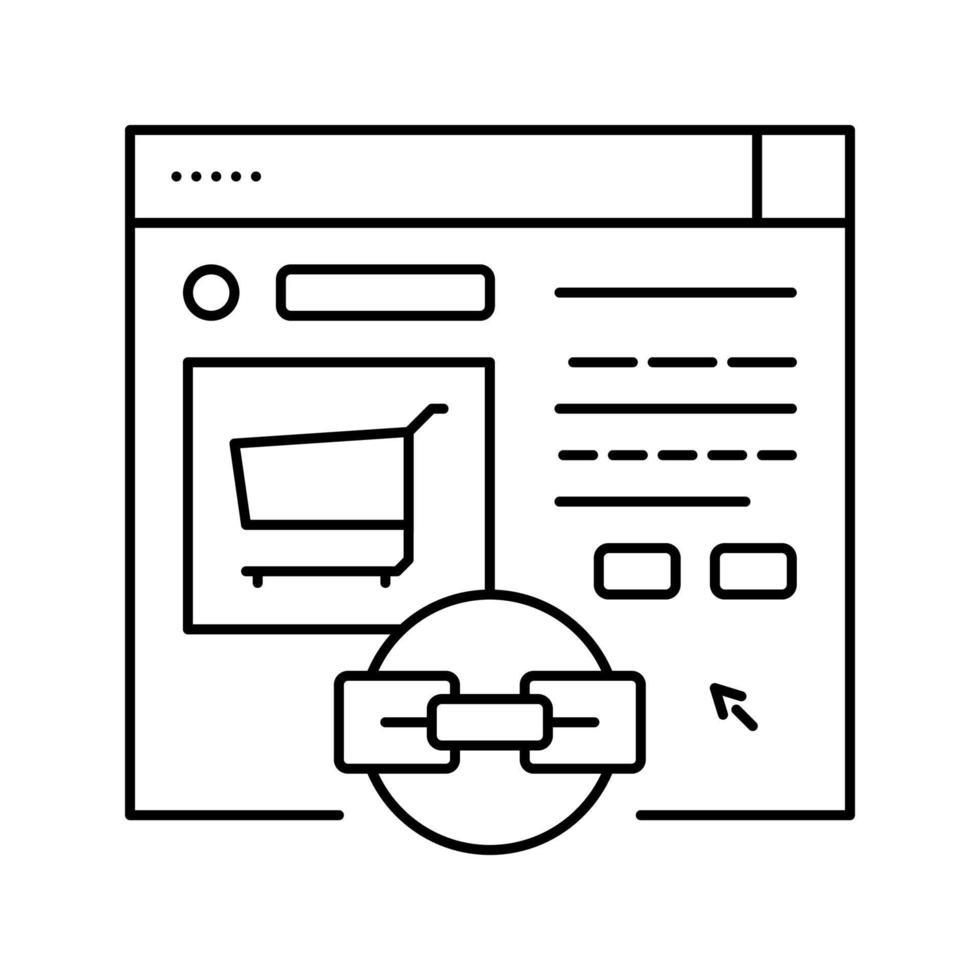 e-commerce koppeling gebouw lijn icoon vector illustratie