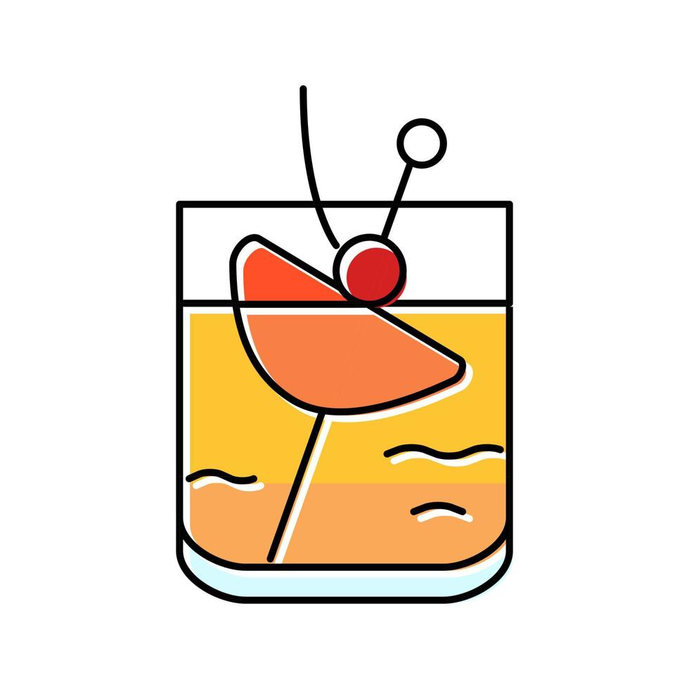 whisky verzuren cocktail glas drinken kleur icoon vector illustratie
