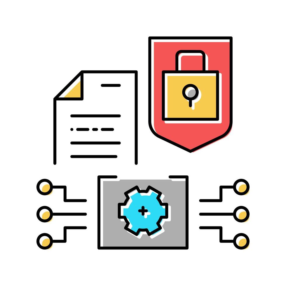 elektronische documenten bescherming kleur pictogram vectorillustratie vector