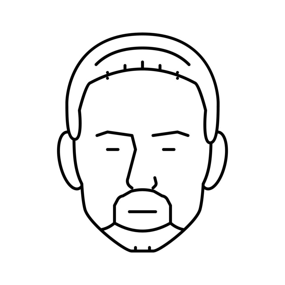 cirkel baard haar- stijl lijn icoon vector illustratie