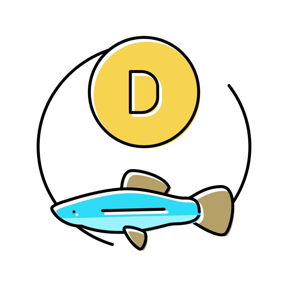 d vitamine vis kleur icoon vector illustratie