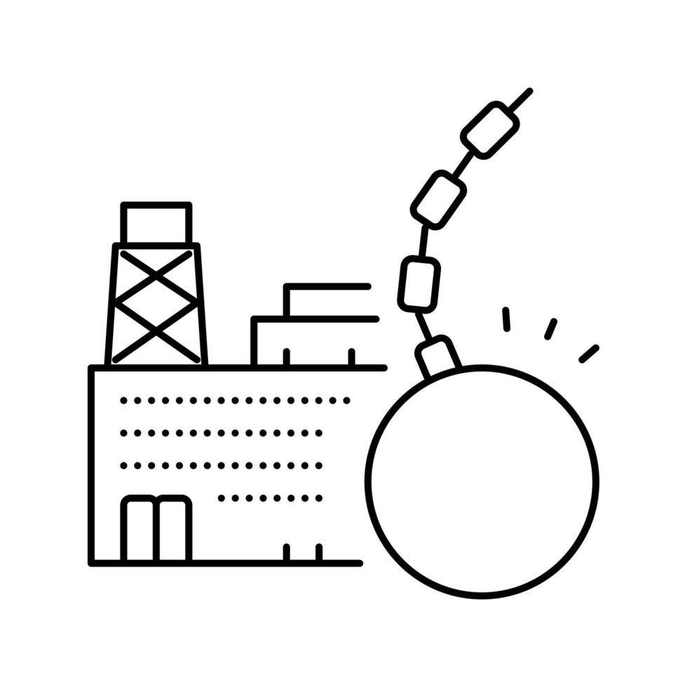 productie fabriek vernielingen lijn pictogram vectorillustratie vector