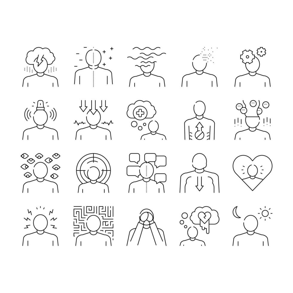 psychologische problemen collectie iconen set vector