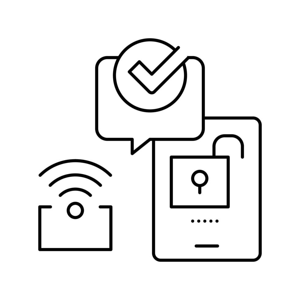 kaart met rfid-chip voor ontgrendelen deur lijn pictogram vectorillustratie vector