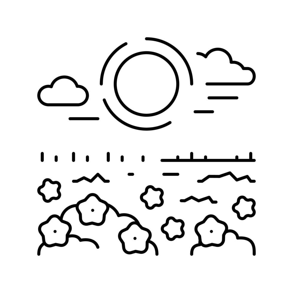 zon voorjaar lijn icoon vector illustratie